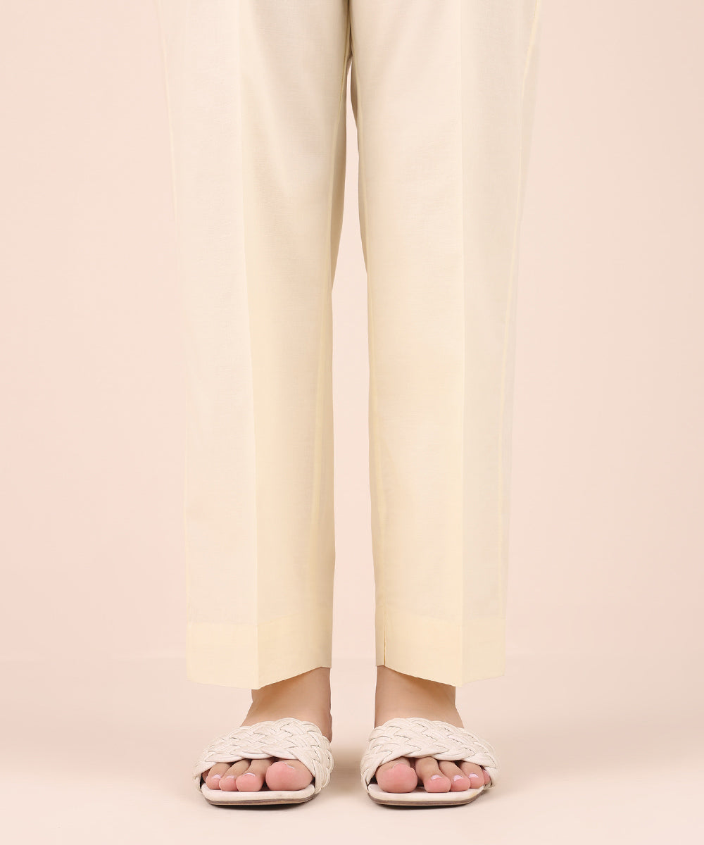 Women's Pret Cambric Off White Dyed Straight Pants