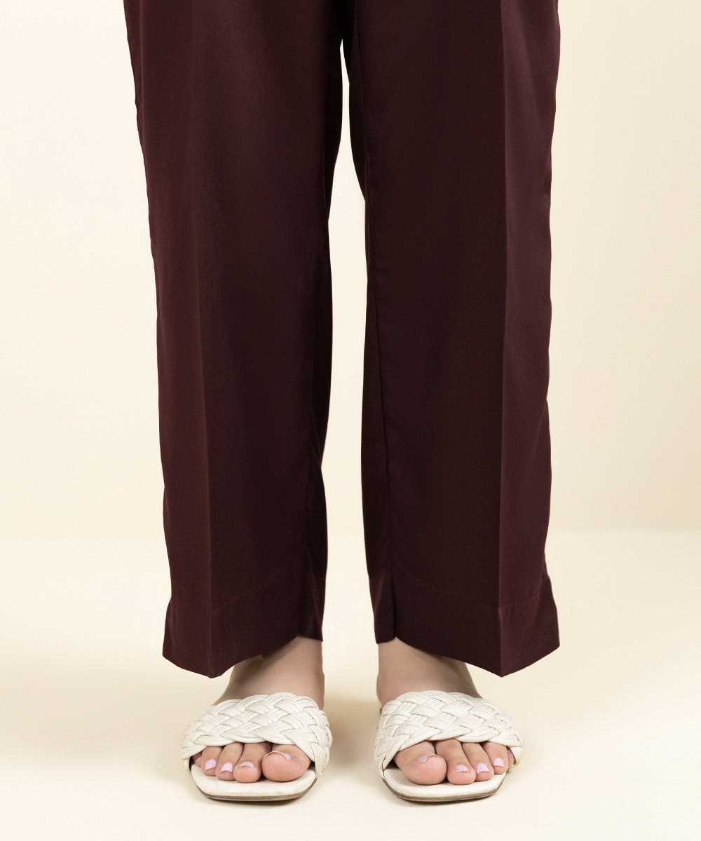 Women's Pret Bedford Solid Brown Straight Pants