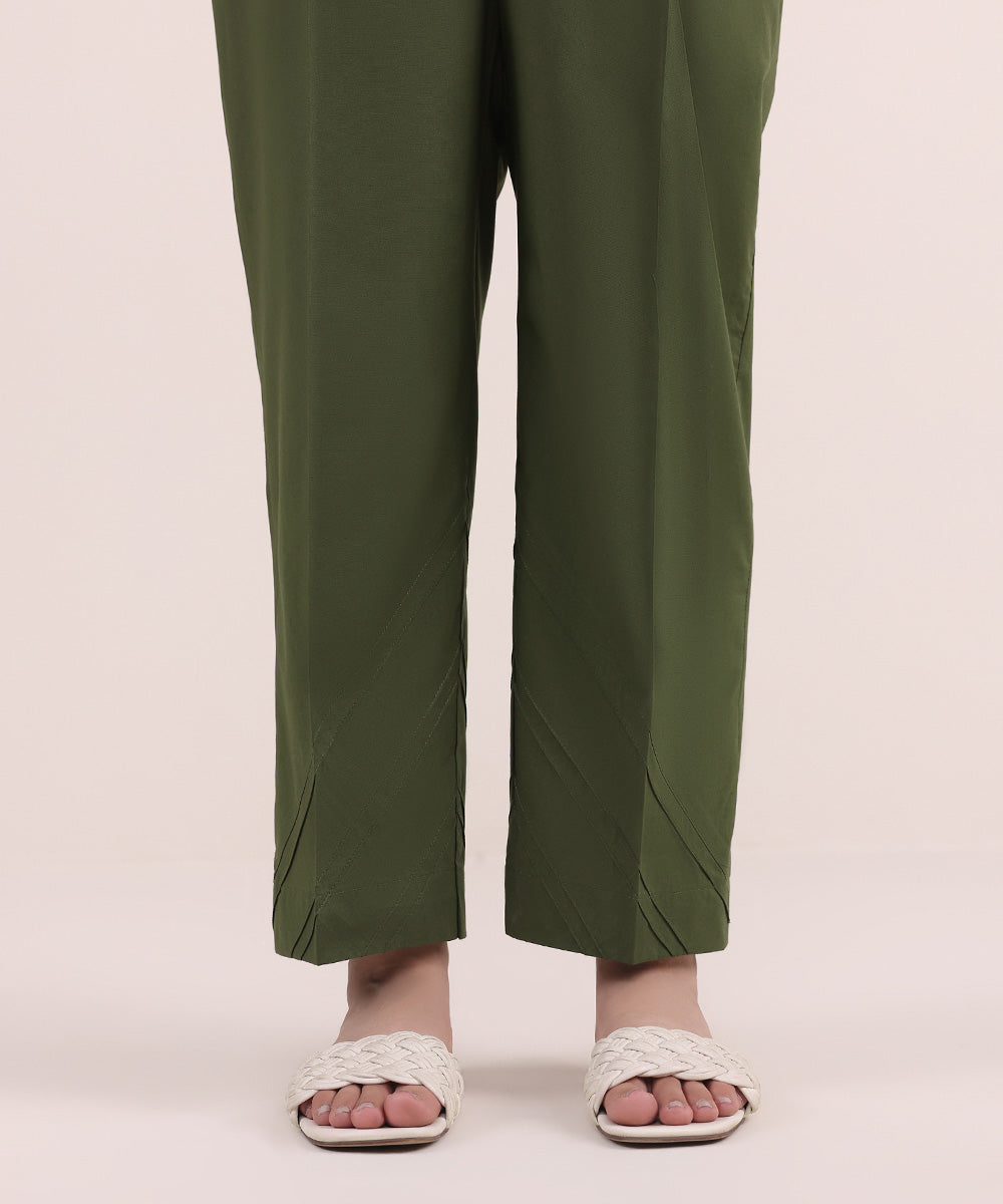 Women's Pret Cambric Green Dyed Straight Pants