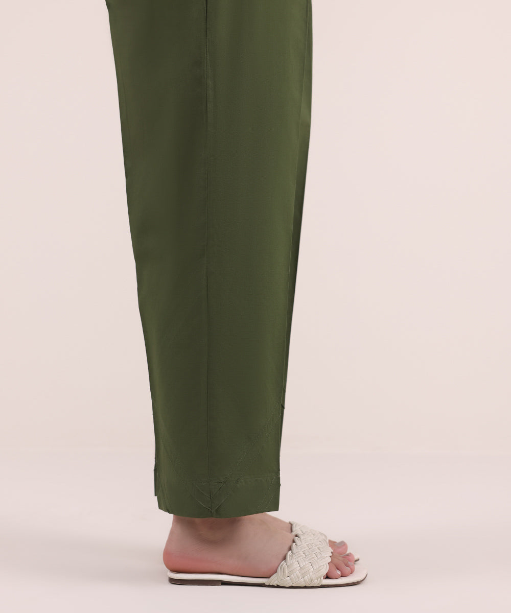 Women's Pret Cambric Green Dyed Straight Pants