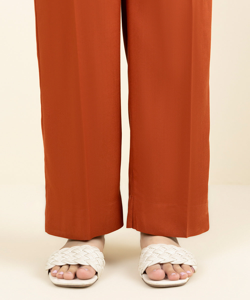 Women's Pret Bedford Solid Orange Straight Pants