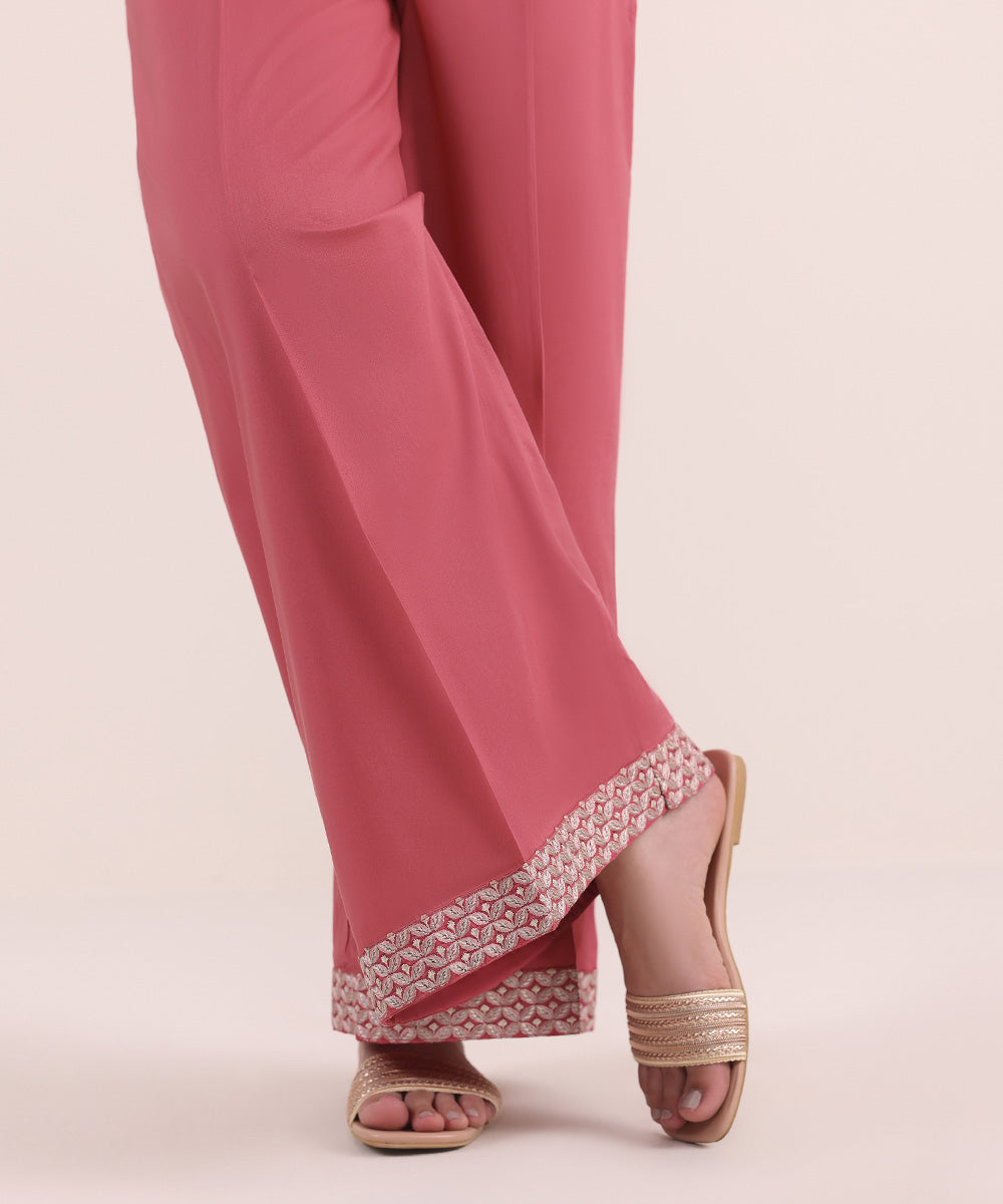 Women's Pret Cambric Pink Embroidered Culottes