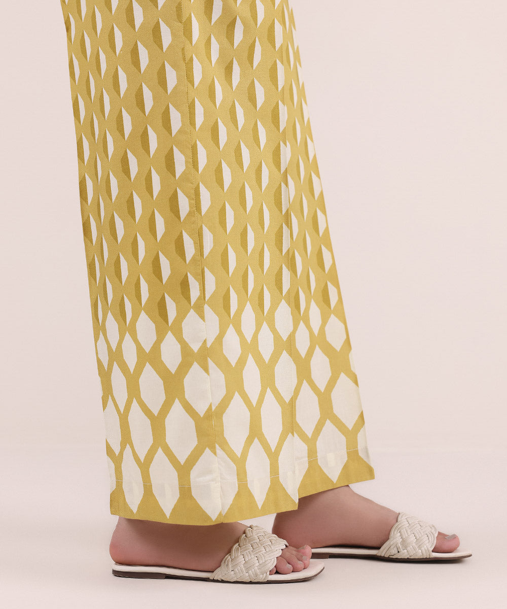 Women's Pret Cotton Yellow Printed Culottes