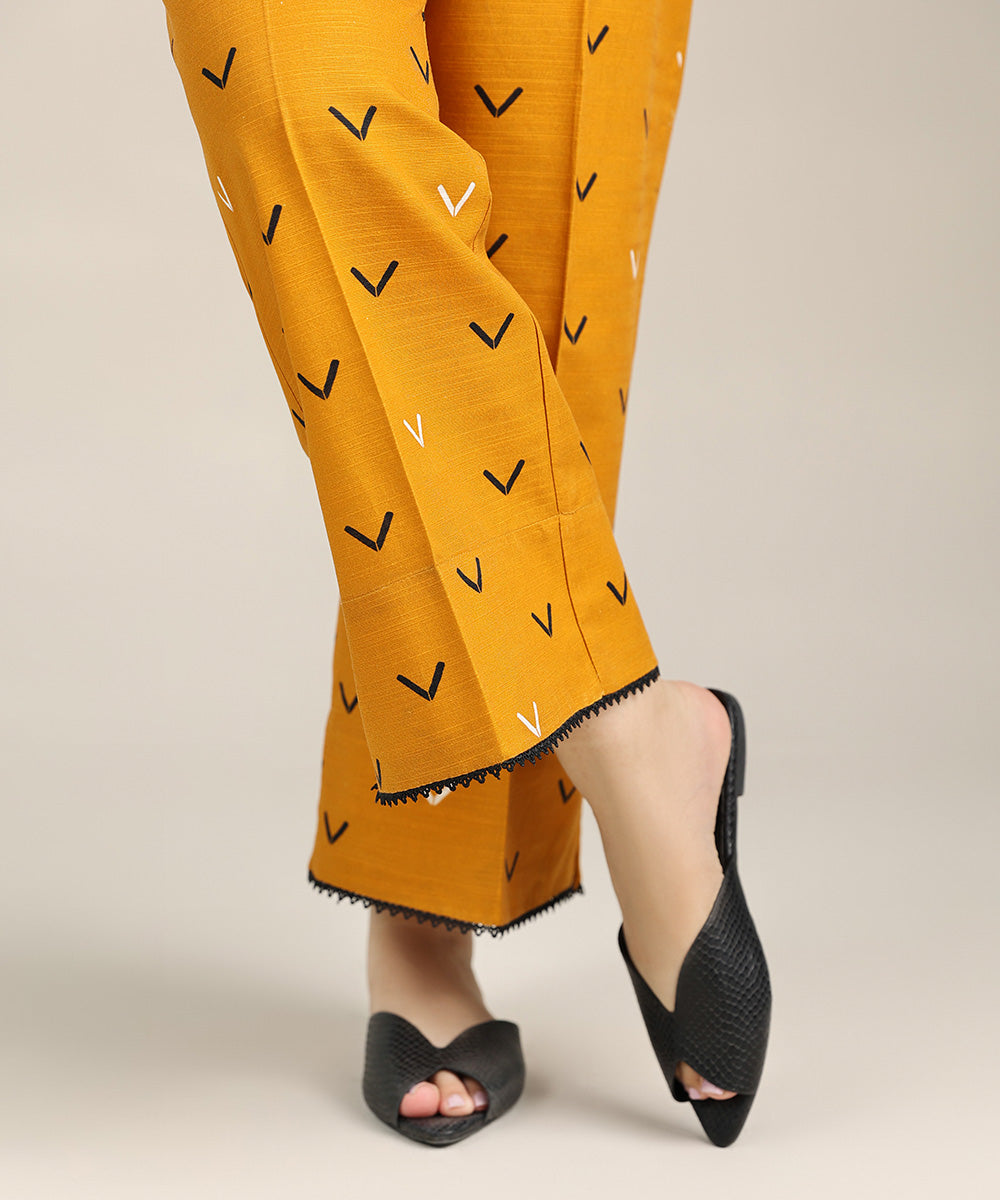 Women's Pret Khaddar Orange Printed Culottes