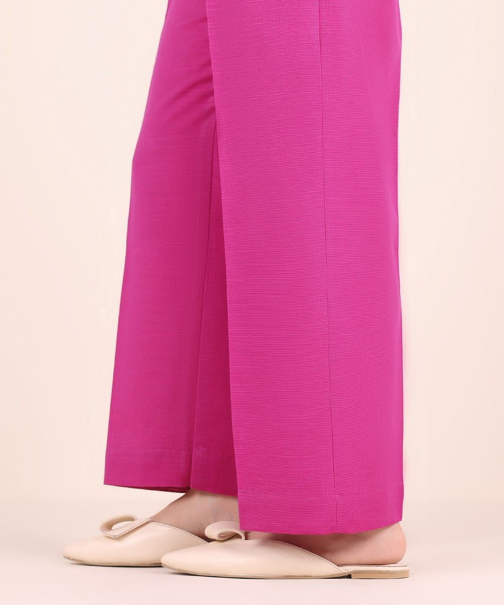 Women's Pret Khaddar Pink Solid Straight Pants