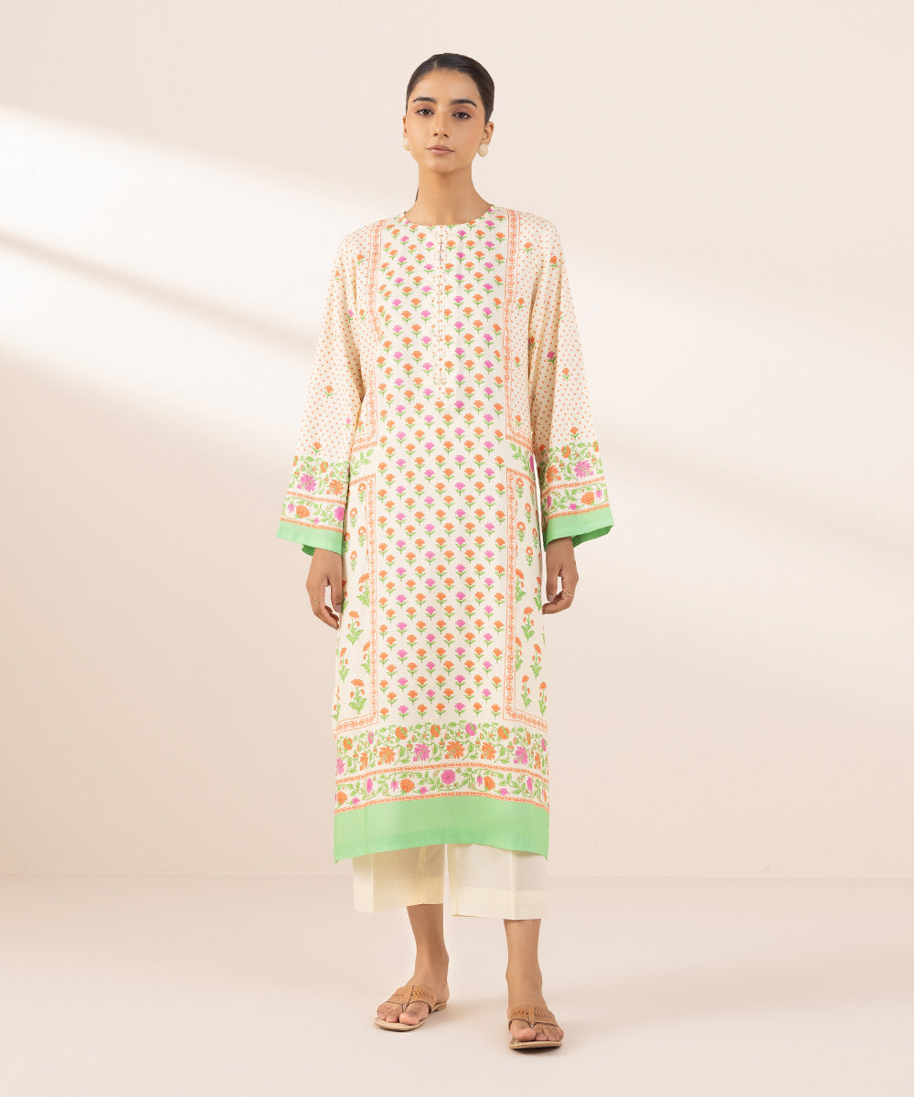 Women's Pret Arabic Lawn Multi Printed Straight Shirt