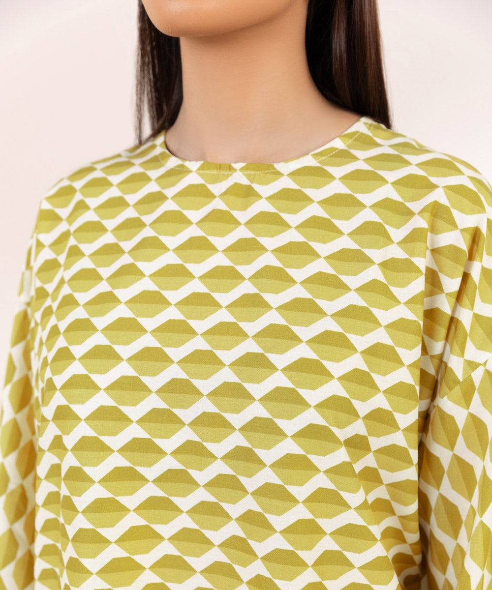 Women's Pret Cotton Embroidered Yellow Boxy Shirt