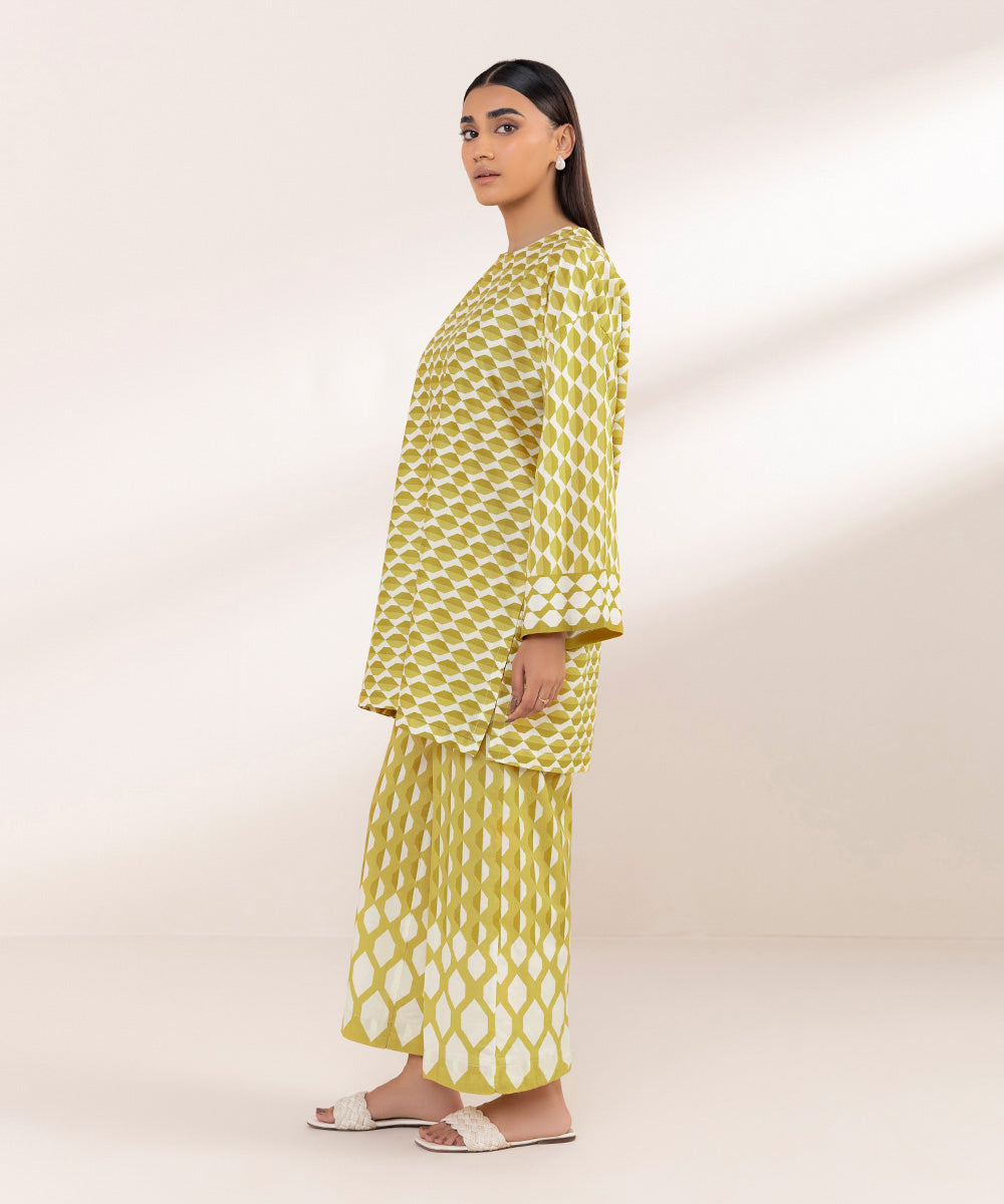 Women's Pret Cotton Embroidered Yellow Boxy Shirt