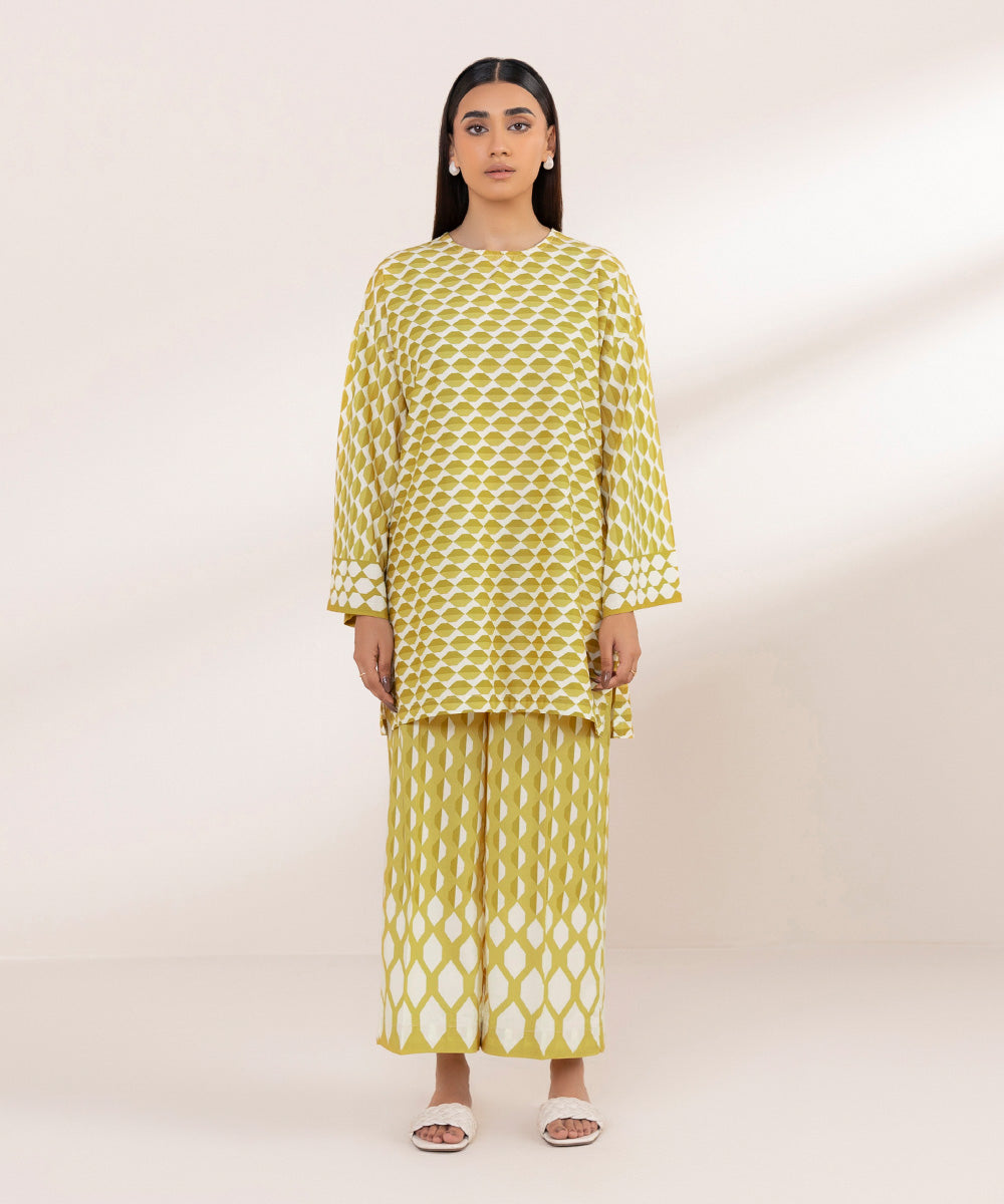 Women's Pret Cotton Embroidered Yellow Boxy Shirt