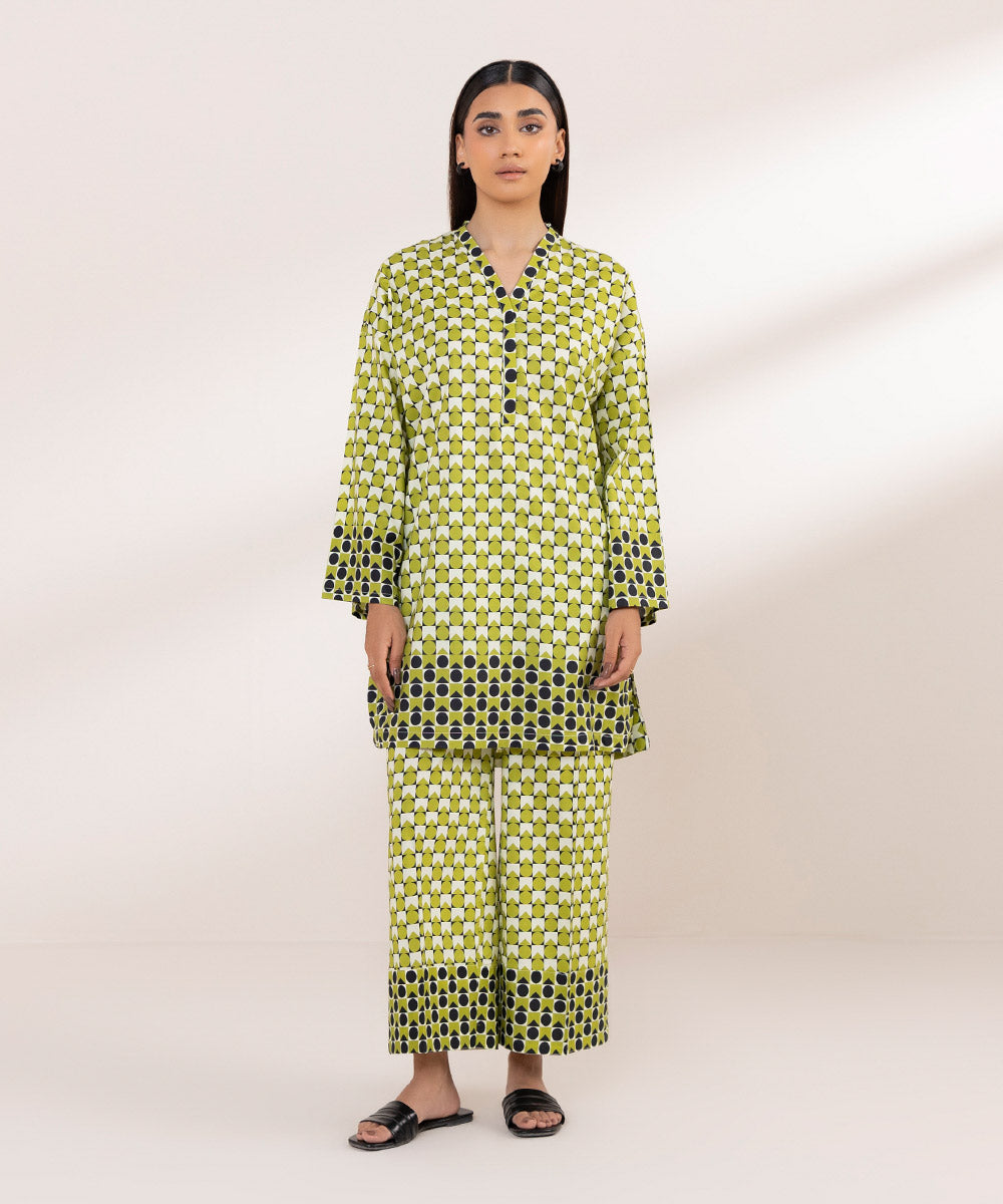 Women's Pret Cotton Embroidered Green Boxy Shirt