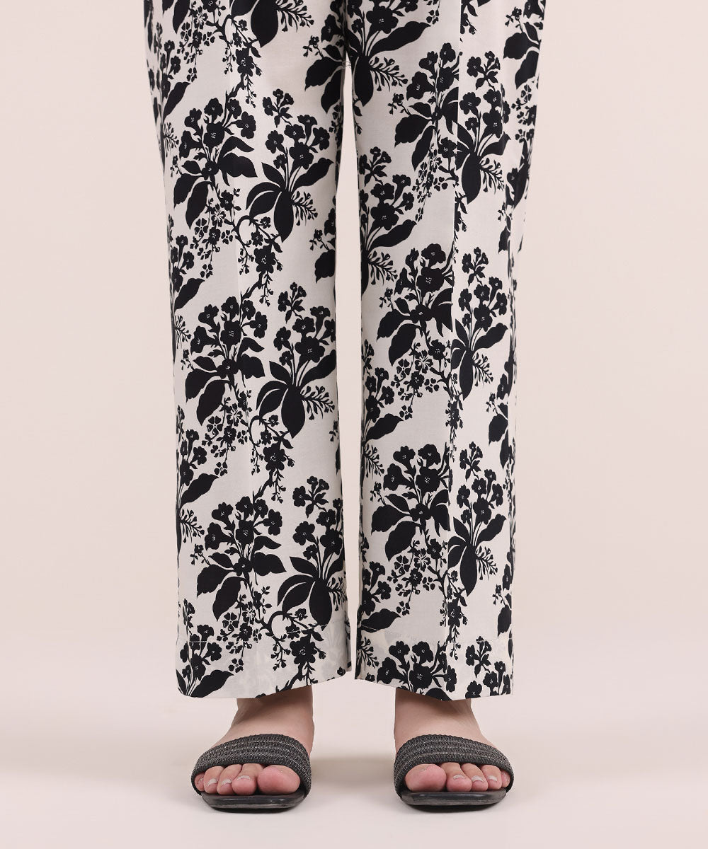 Women's Pret Cambric Black Printed Straight Pants