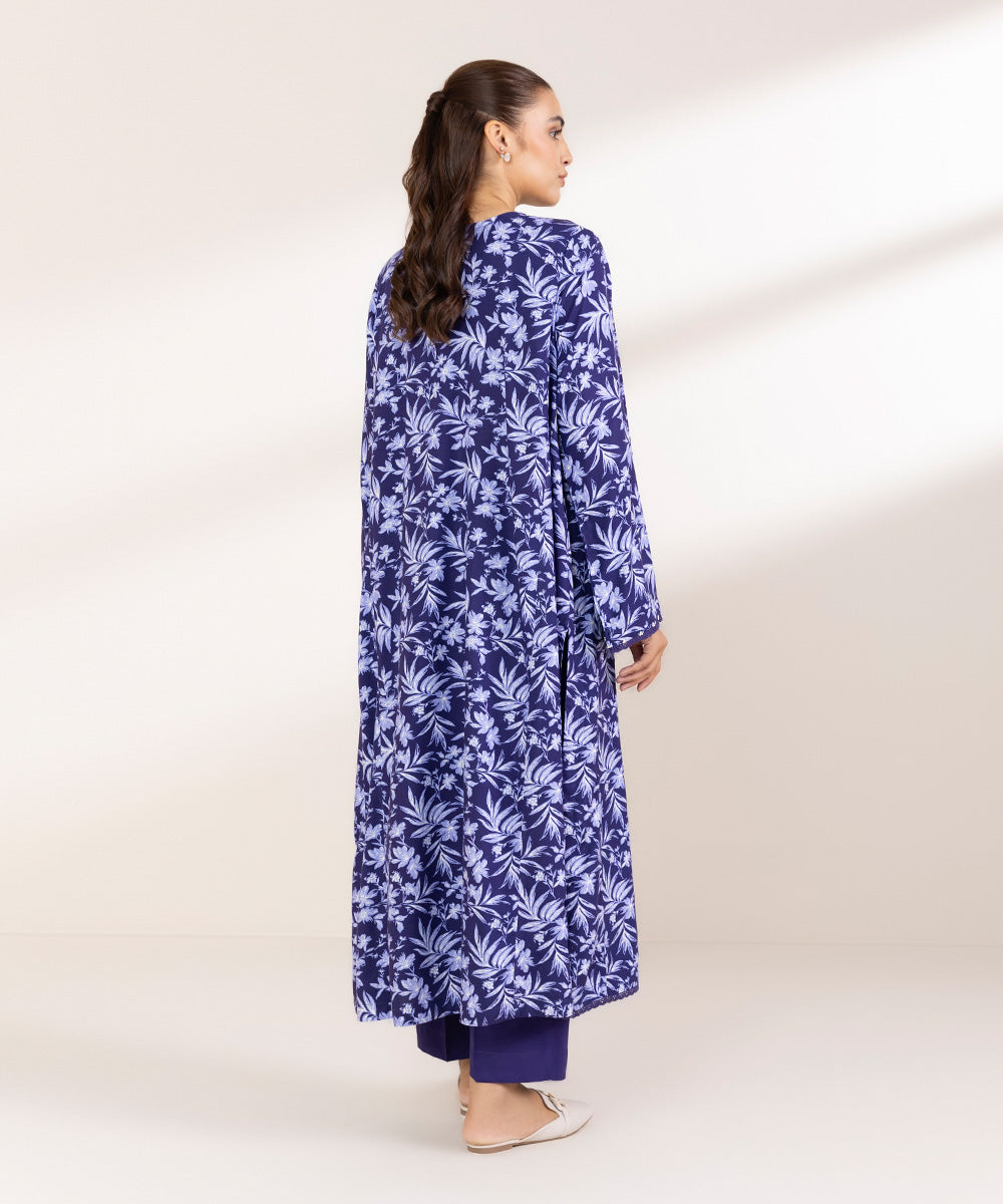 Women's Pret Linen Printed Indigo Straight Shirt