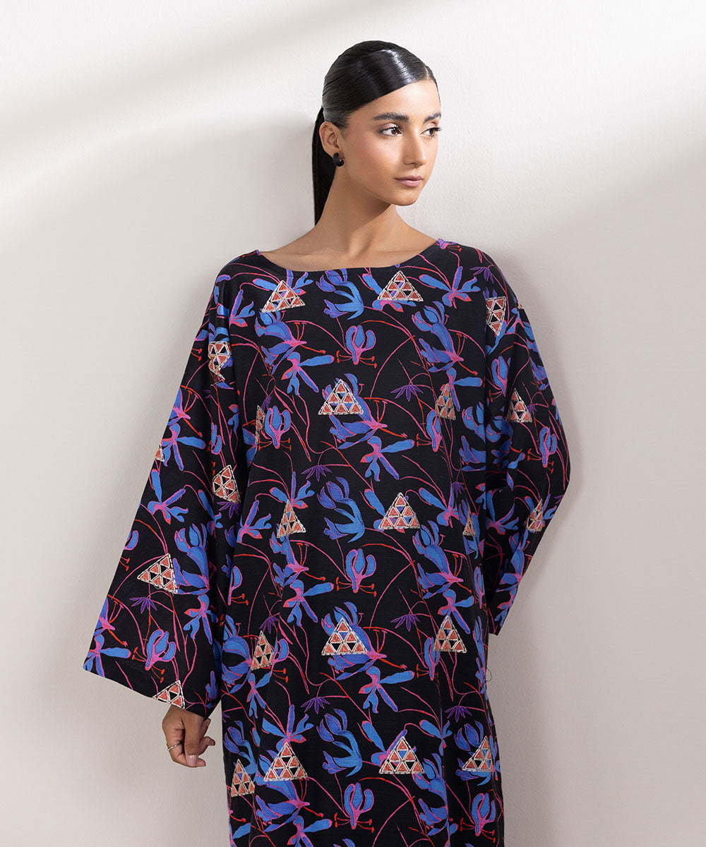 Women's Pret Light Khaddar Embroidered Multi Boxy Shirt