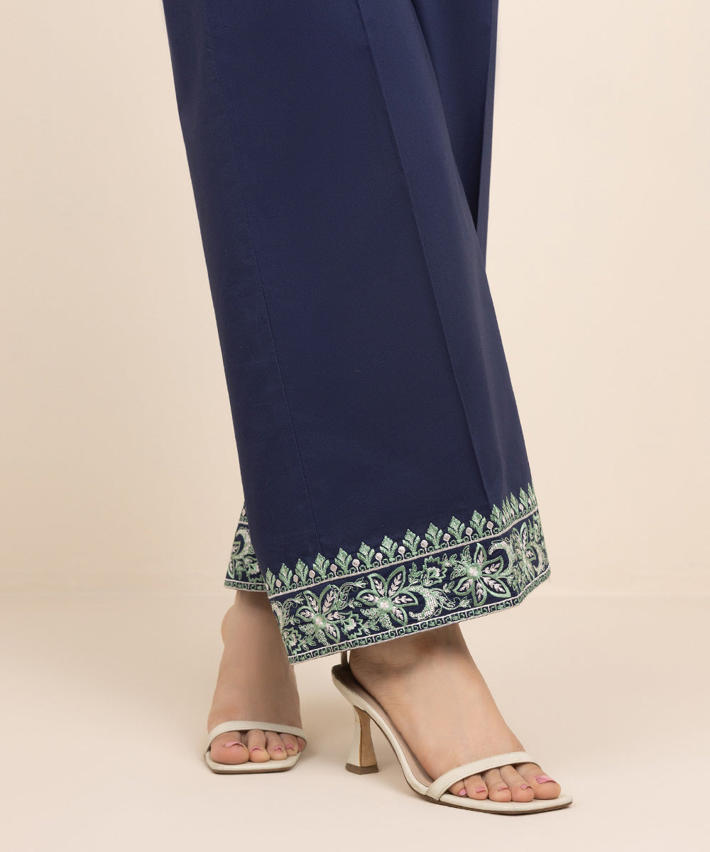 Women's Pret Cambric Blue Embroidered Culottes