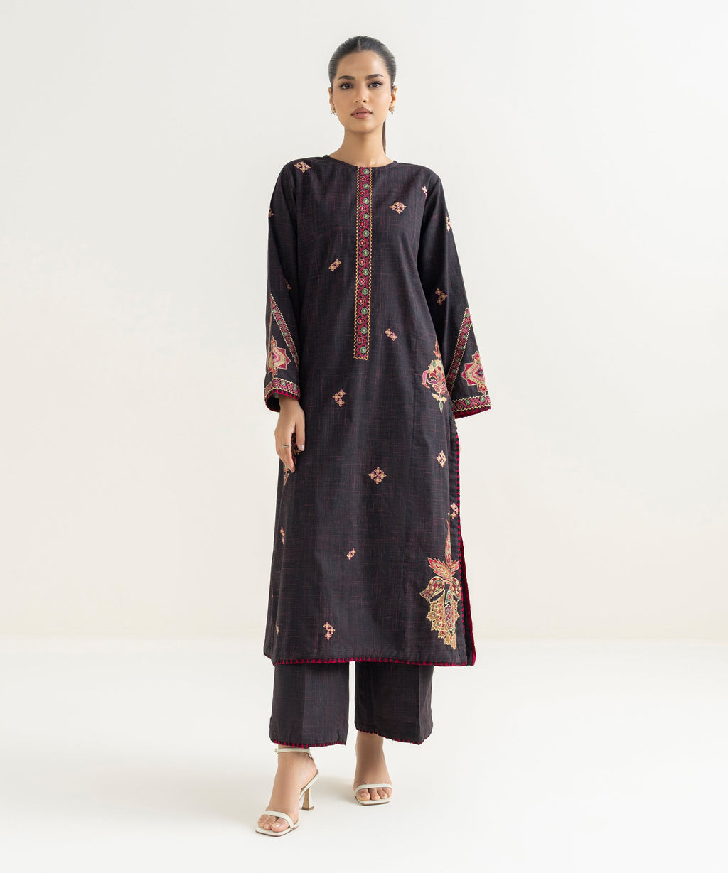 Embroidered Blended Slub Shirt