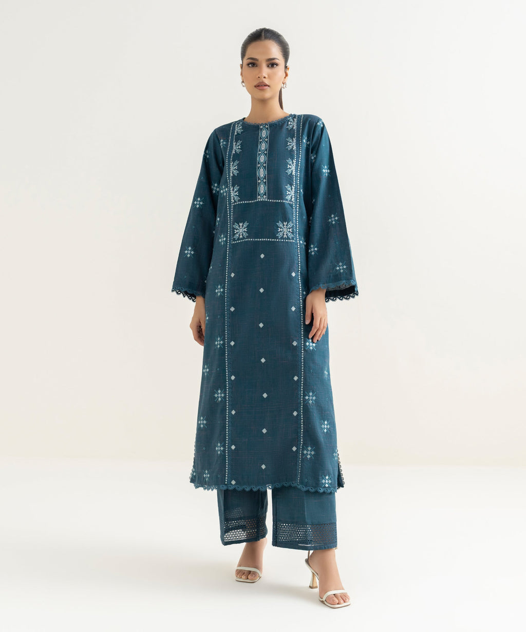 Embroidered Blended Slub Shirt
