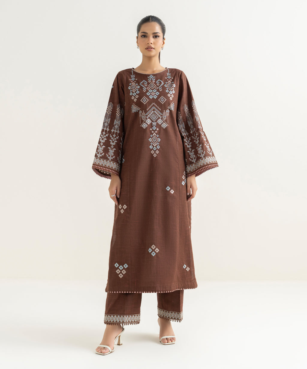 Embroidered Blended Slub Shirt