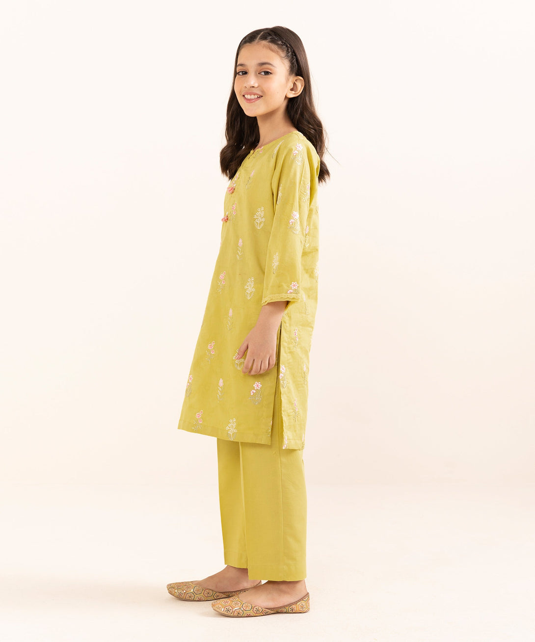Mommy & Me Girls Two Piece Cotton Jacquard Embroidered Suit