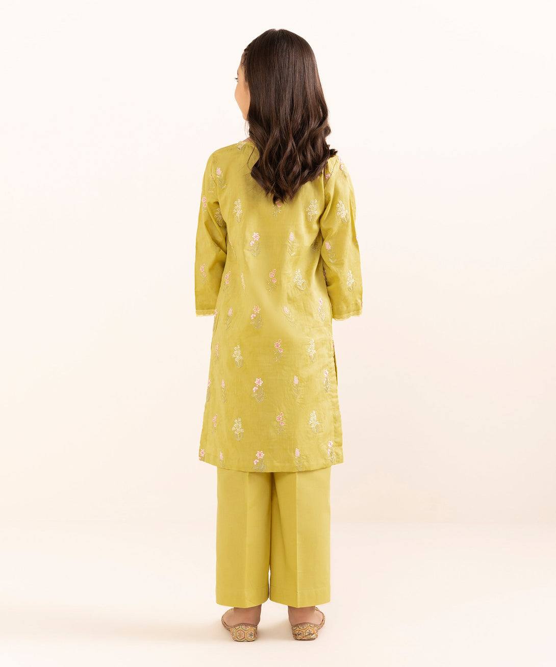 Mommy & Me Girls Two Piece Cotton Jacquard Embroidered Suit