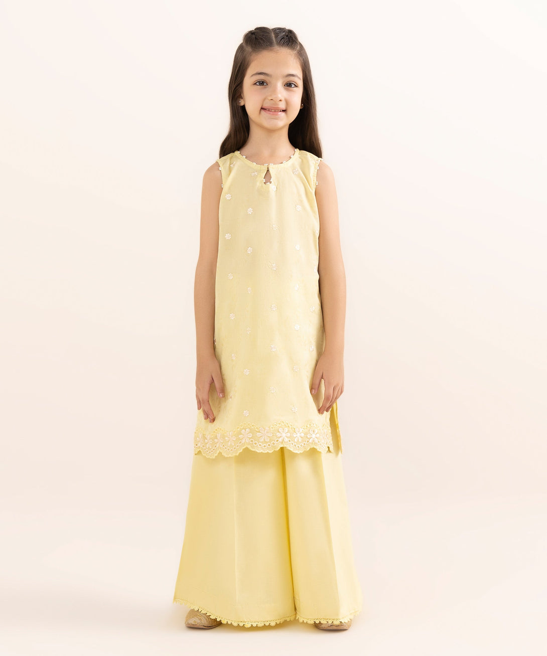 Mommy & Me Girls Two Piece Cotton Jacquard Embroidered Suit