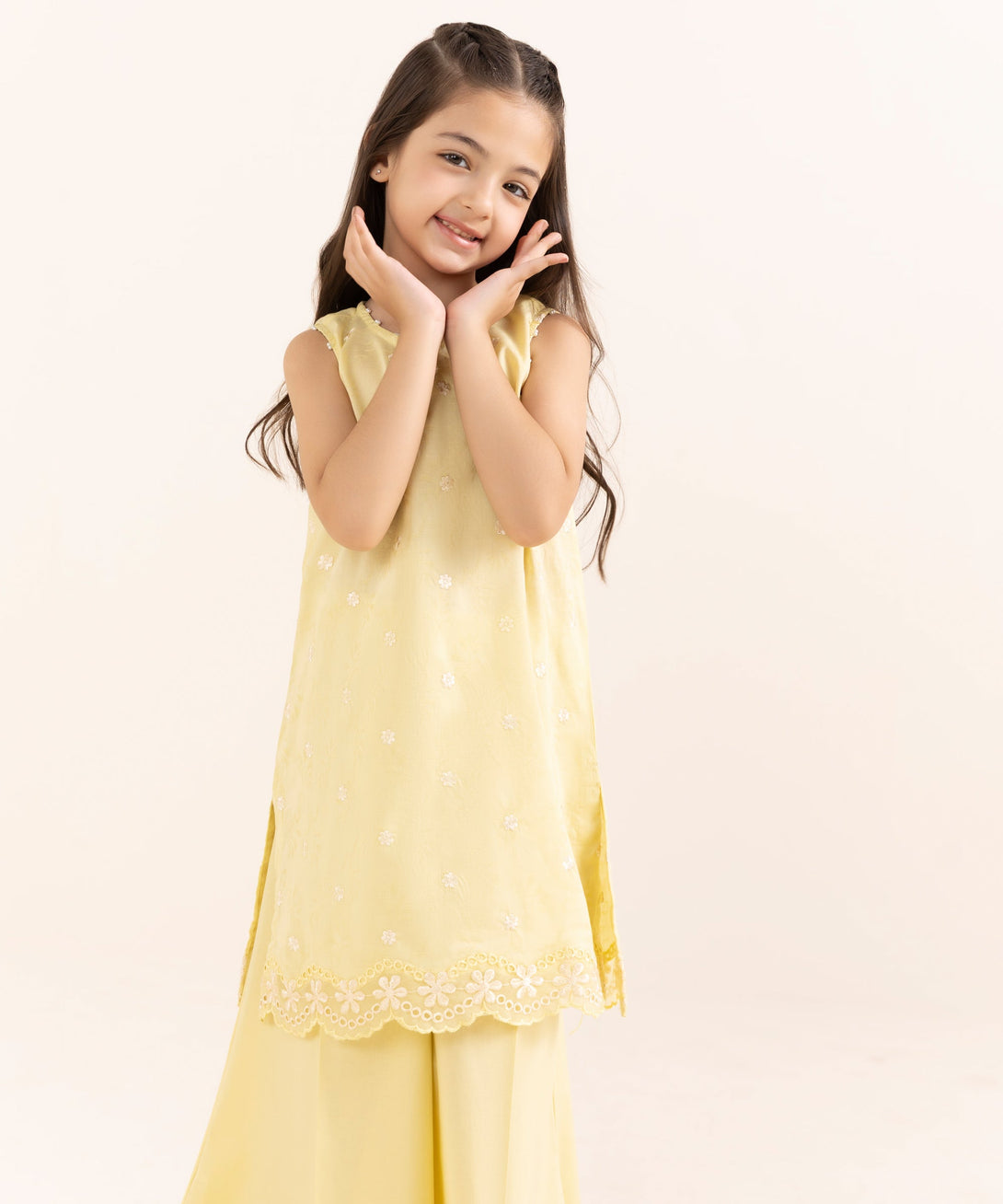 Mommy & Me Girls Two Piece Cotton Jacquard Embroidered Suit