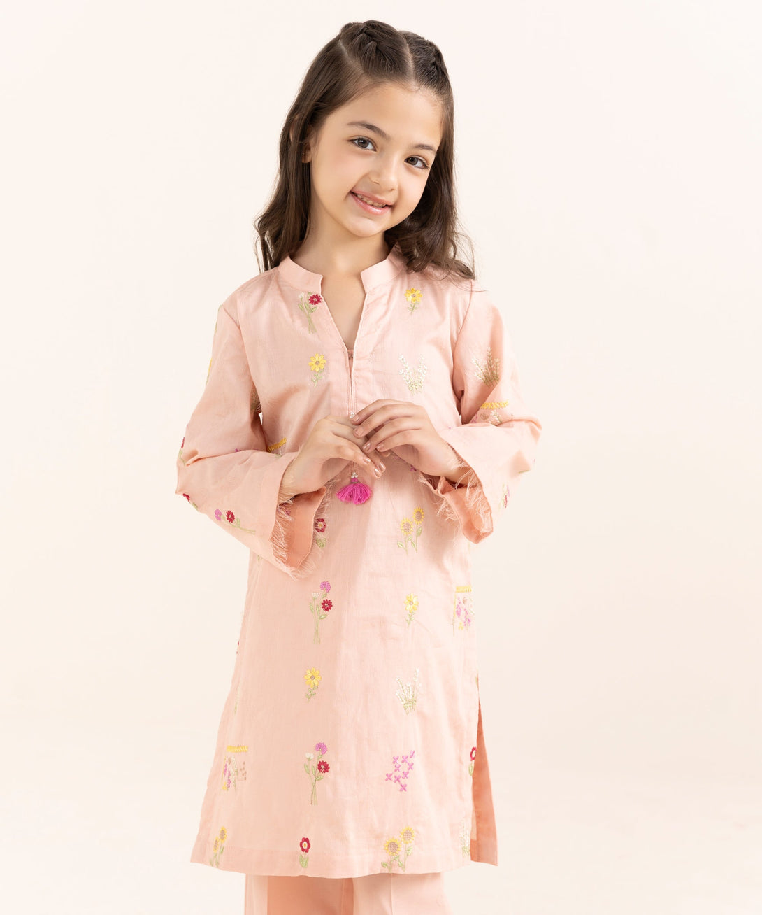 Mommy & Me Girls Two Piece Cotton Jacquard Embroidered Suit