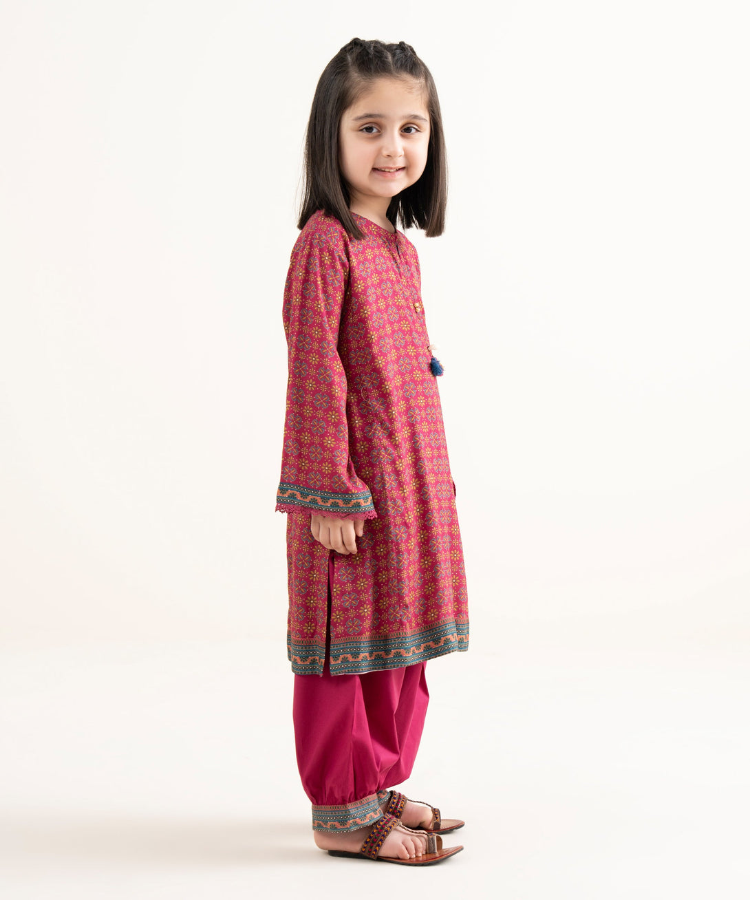 Girls Two Piece Printed Arabic Lawn Suit