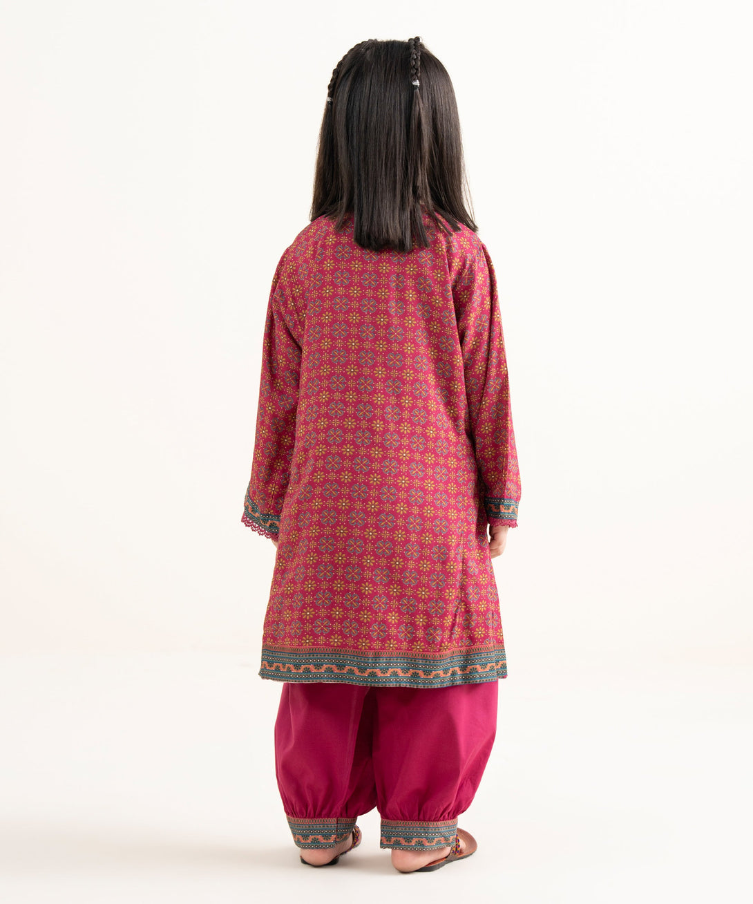 Girls Two Piece Printed Arabic Lawn Suit