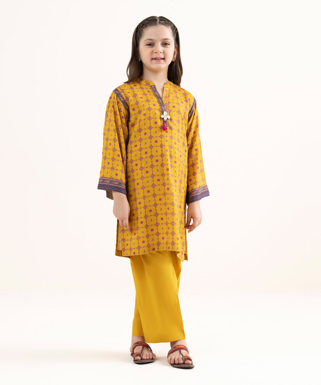 Girls Two Piece Printed Arabic Lawn Suit