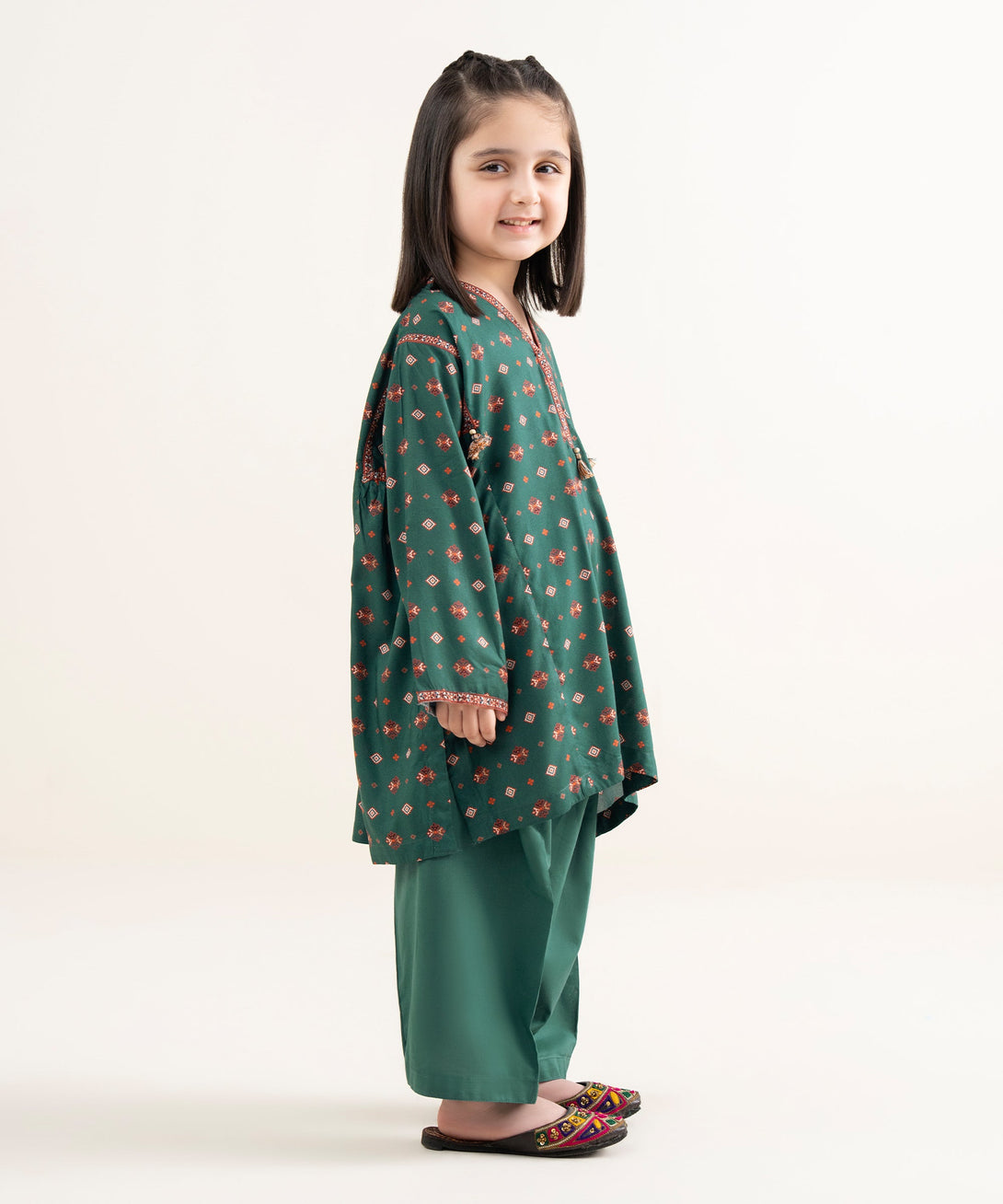 Girls Two Piece Printed Arabic Lawn Suit