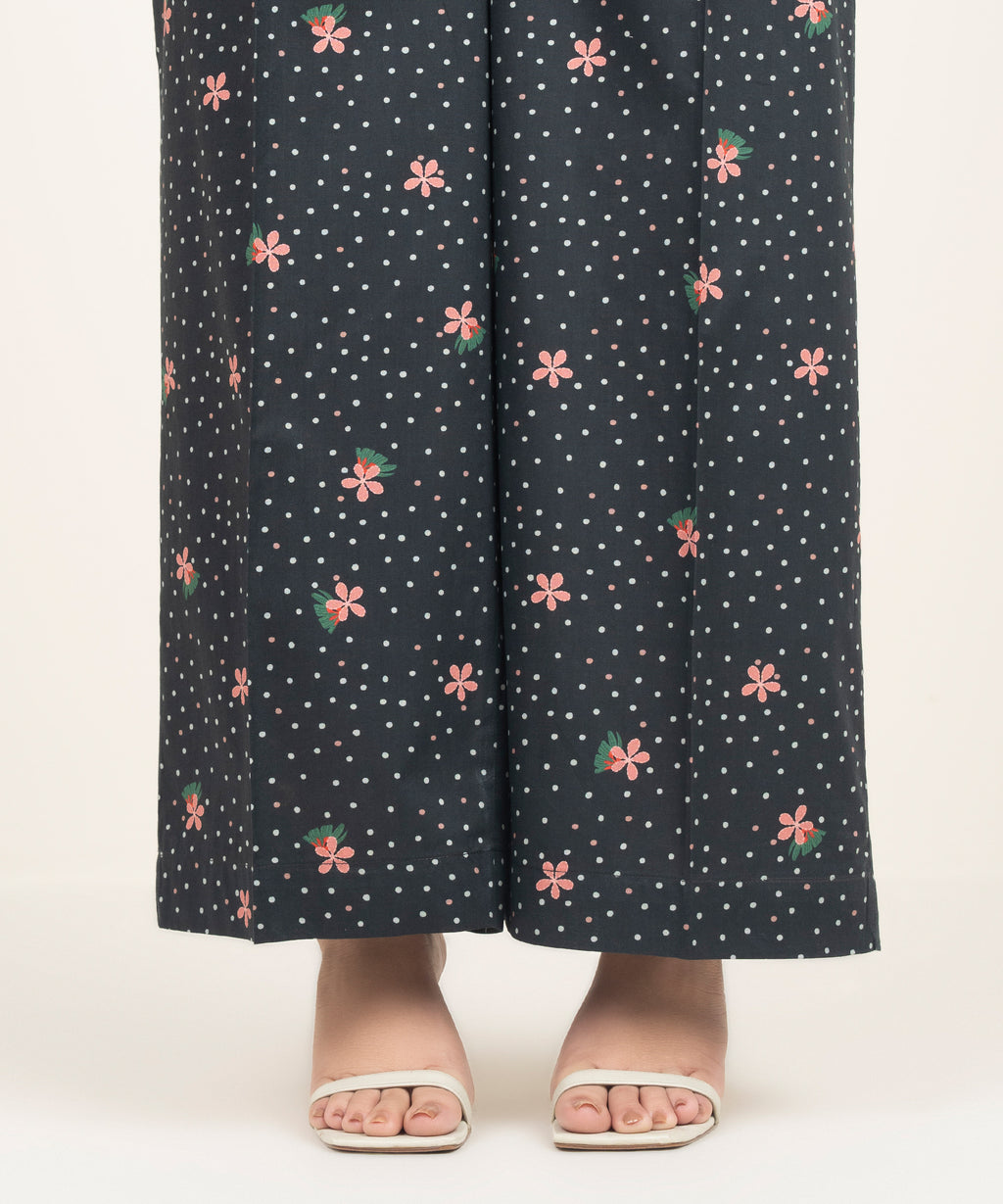 Women's RTW Cambric Printed Black Culottes
