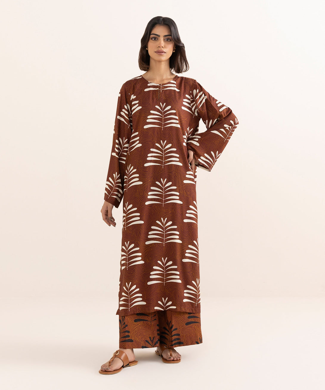 Women's RTW Arabic Lawn Red Printed A-Line Shirt