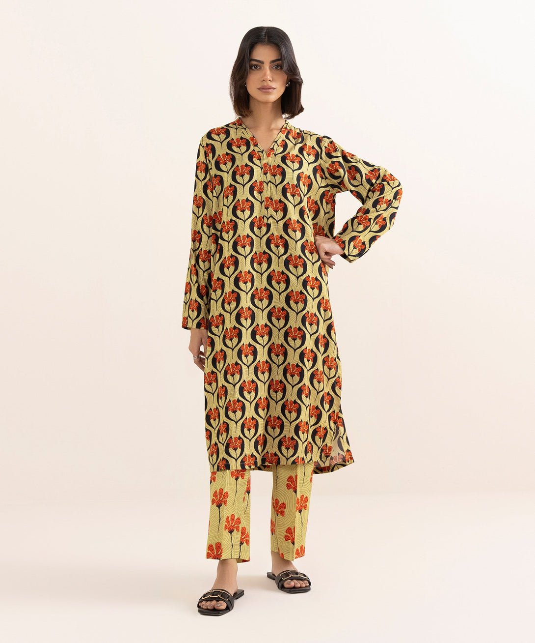 Women's RTW Arabic Lawn Multi Printed A-Line Shirt