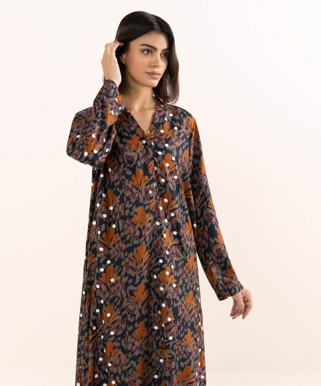 Women's RTW Arabic Lawn Multi Printed A-Line Shirt
