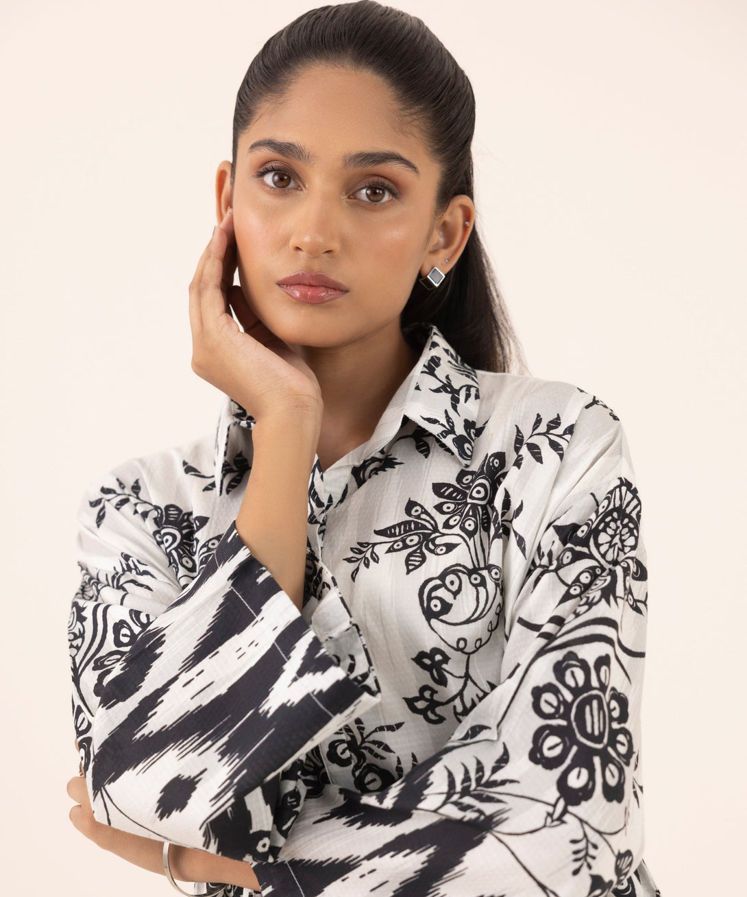 Women's RTW Dobby Multi Printed Boxy Shirt