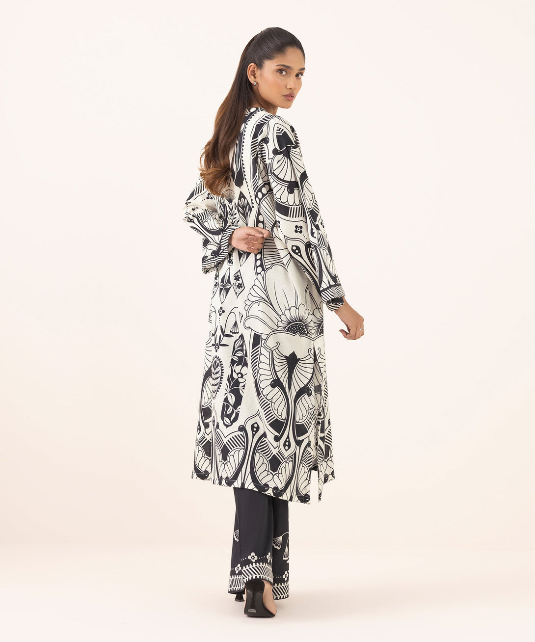 Women's RTW Dobby Multi Printed Drop Shoulder Shirt
