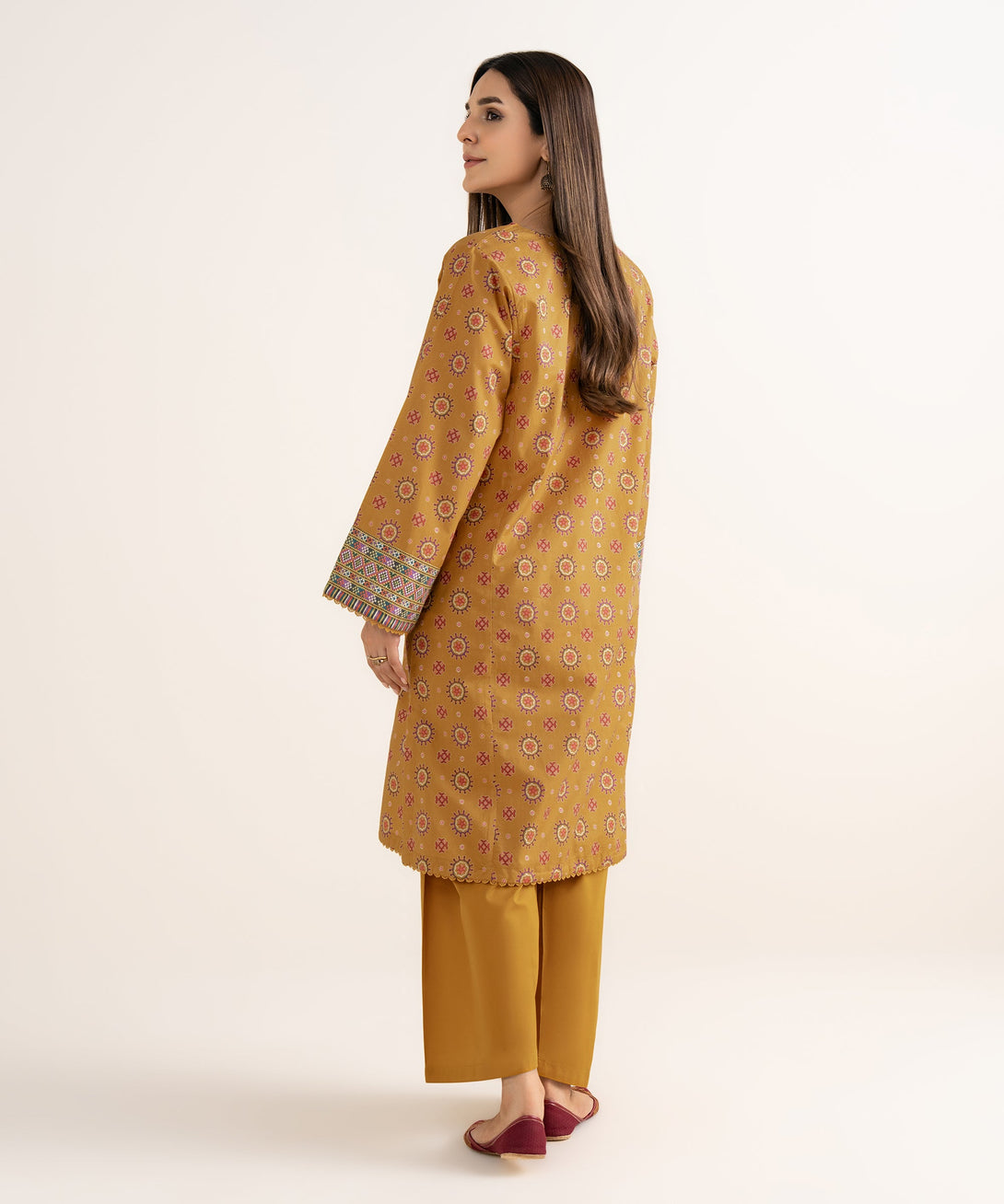 Women's RTW Cambric Brown Printed A-Line Shirt