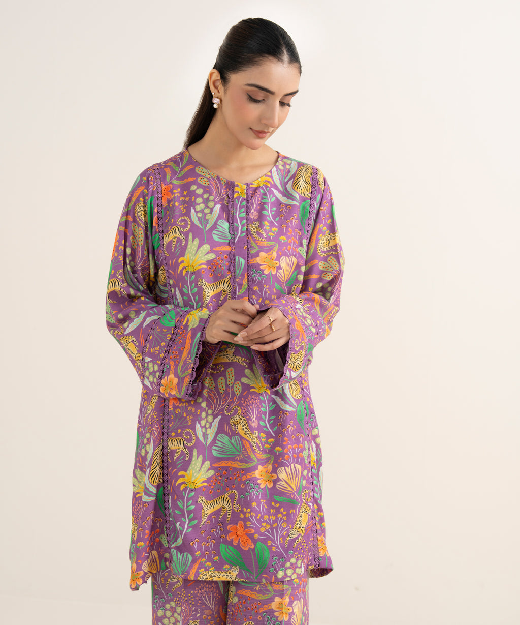 Printed Arabic Khaddar Shirt