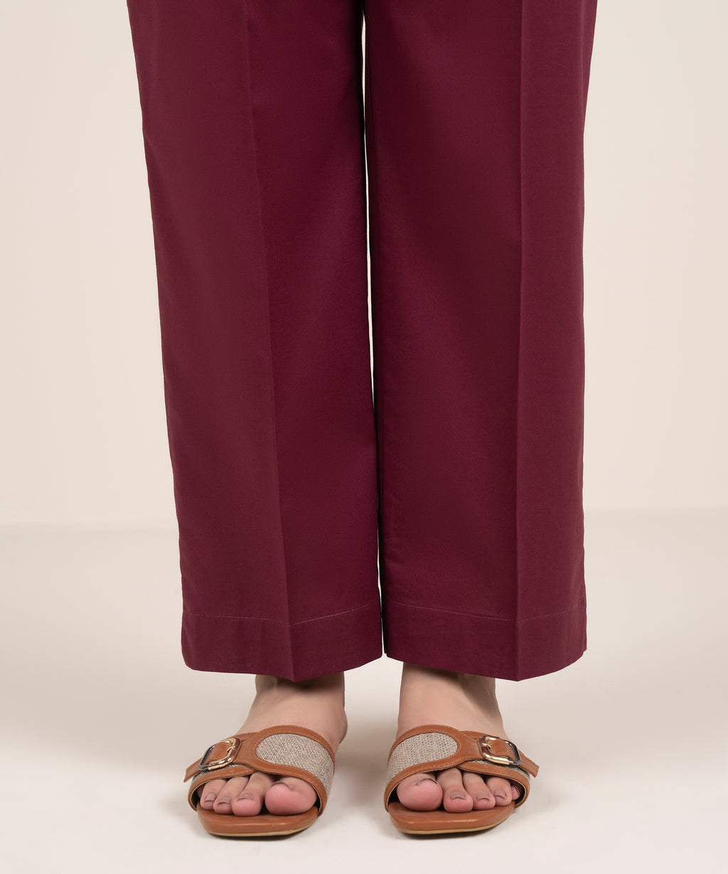 Solid Cambric Straight Pants