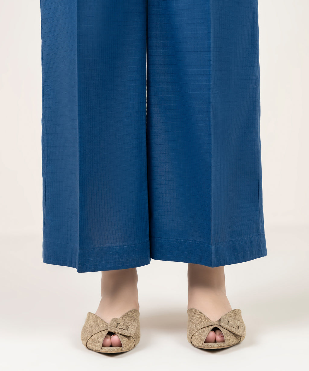 Women's RTW Dobby Solid Blue Culottes