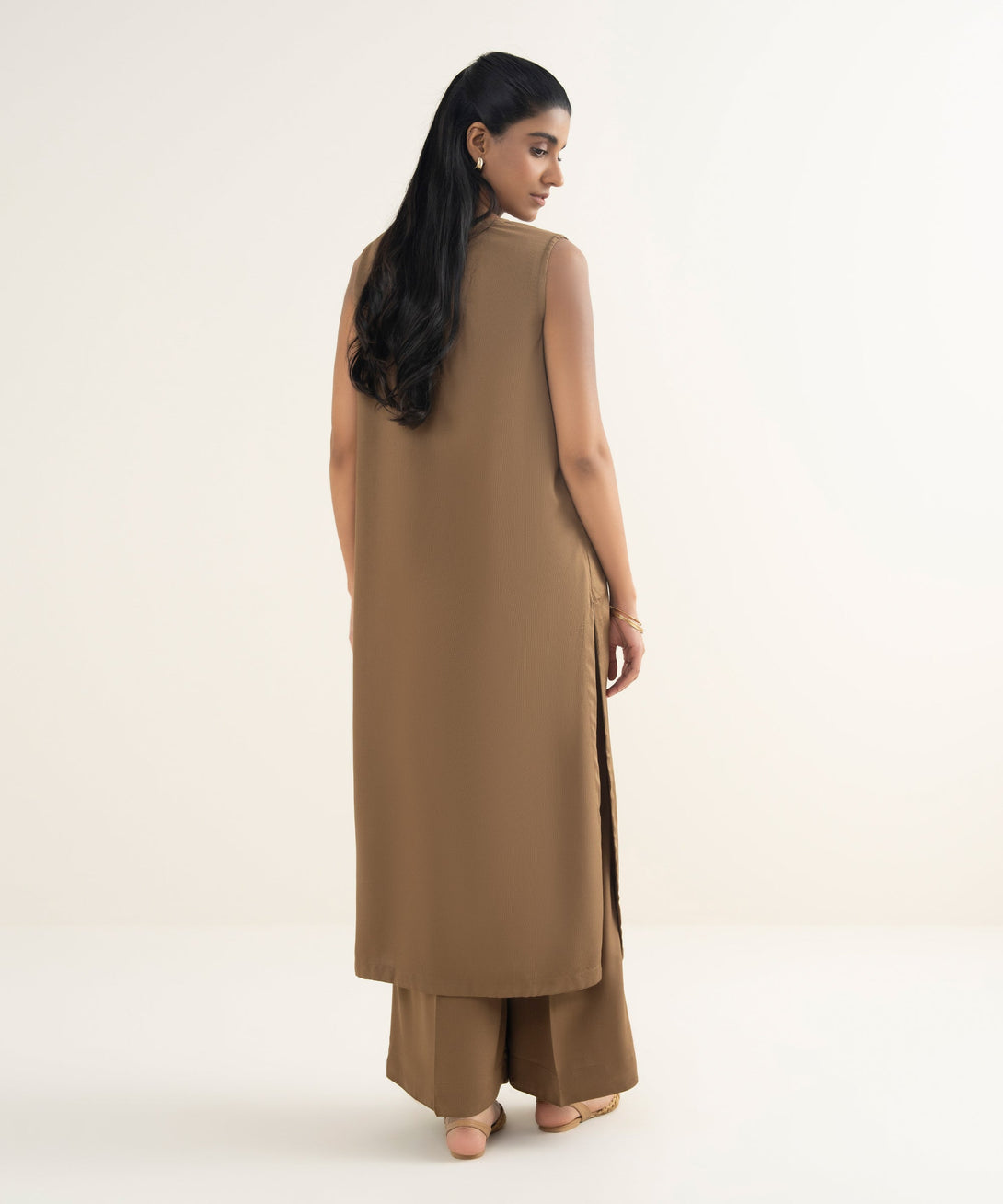 Women's RTW Bedford  Solid Brown Straight Shirt