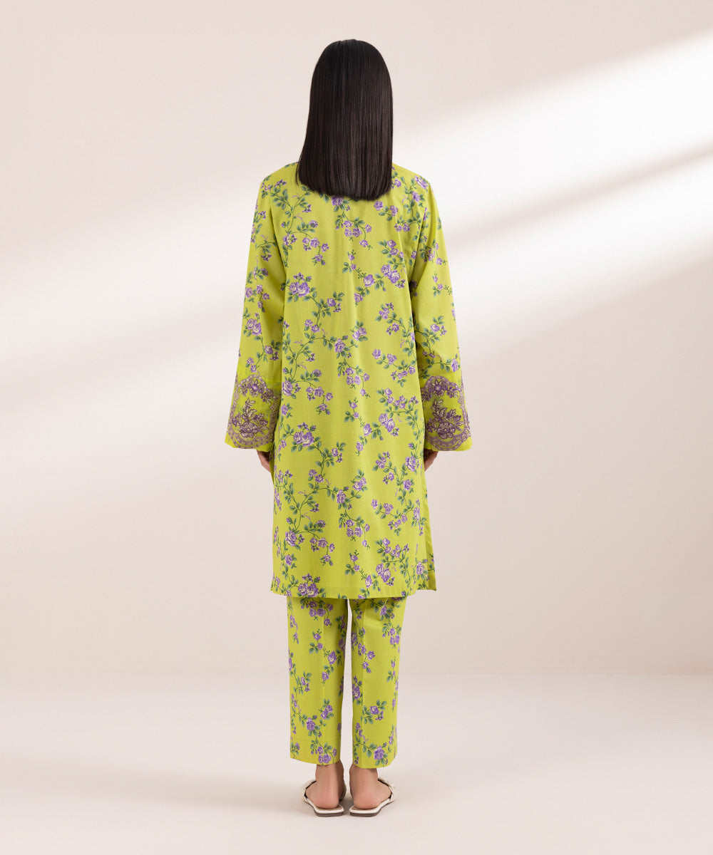 Women's Pret Lawn Printed Embroidered Green Straight Shirt