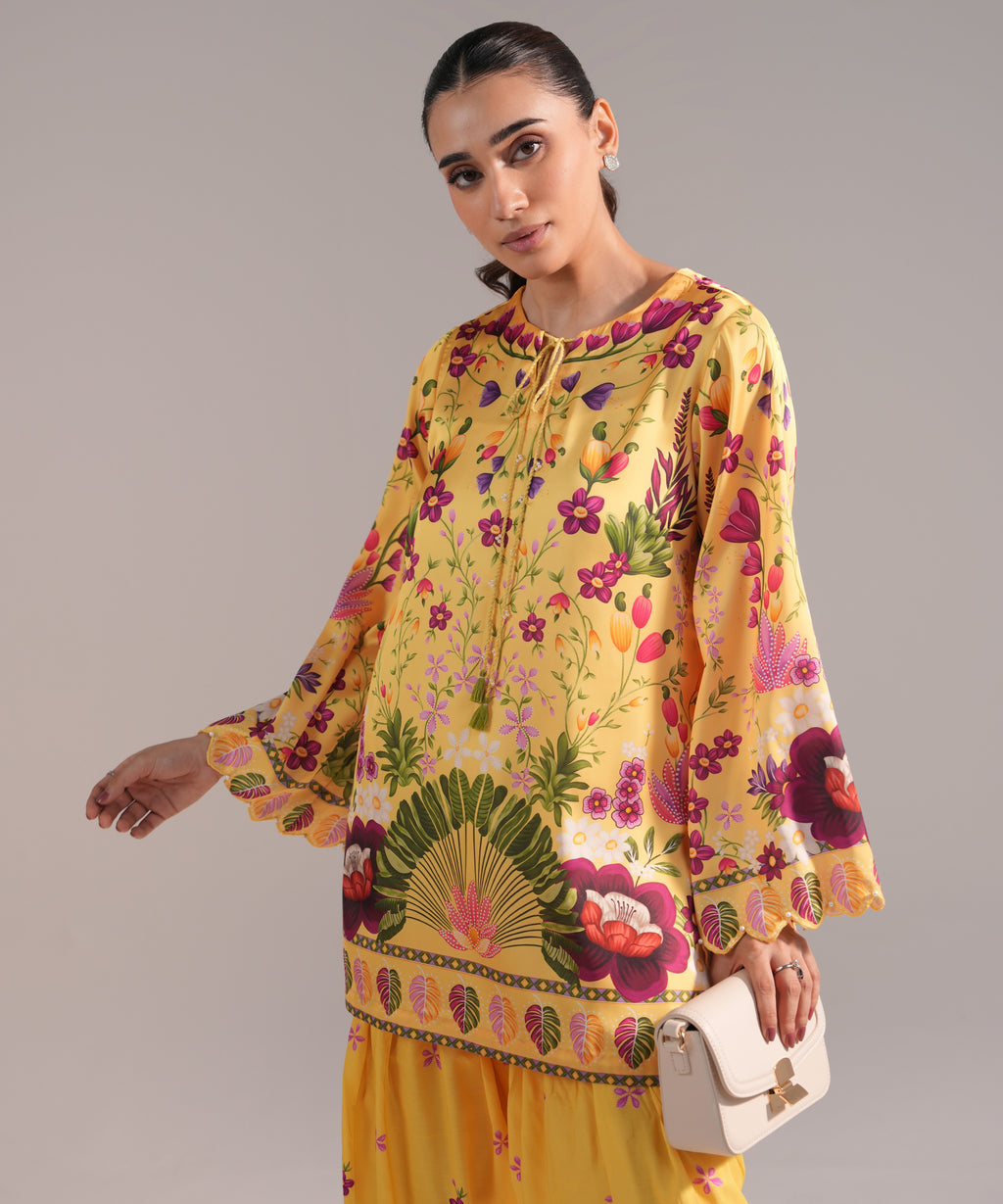 2 Piece - Printed Satin Suit