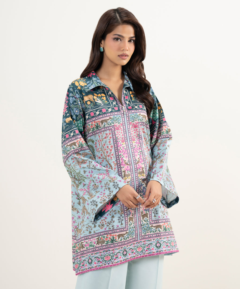 Printed Viscose Satin Shirt