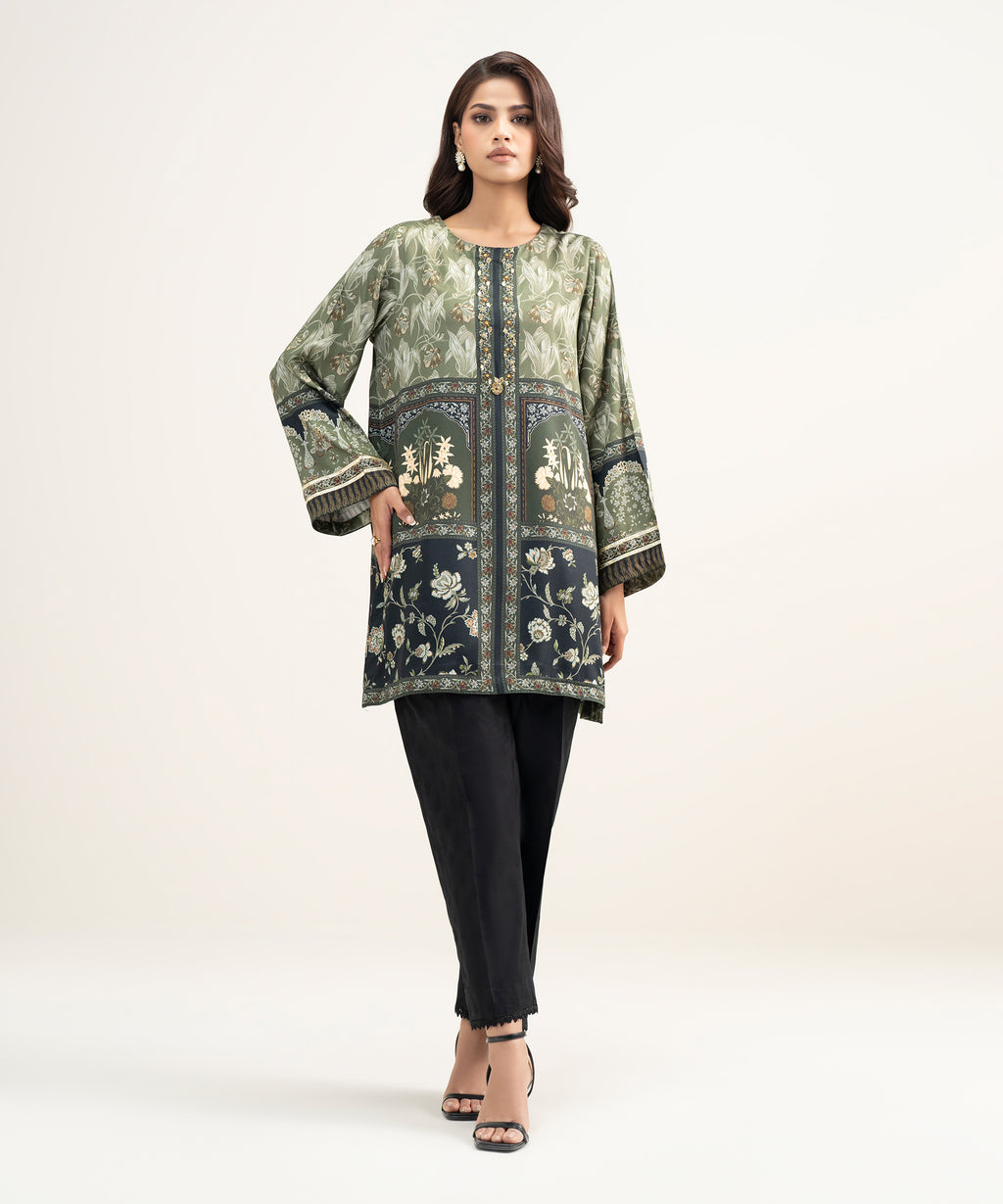 Printed Viscose Satin Shirt