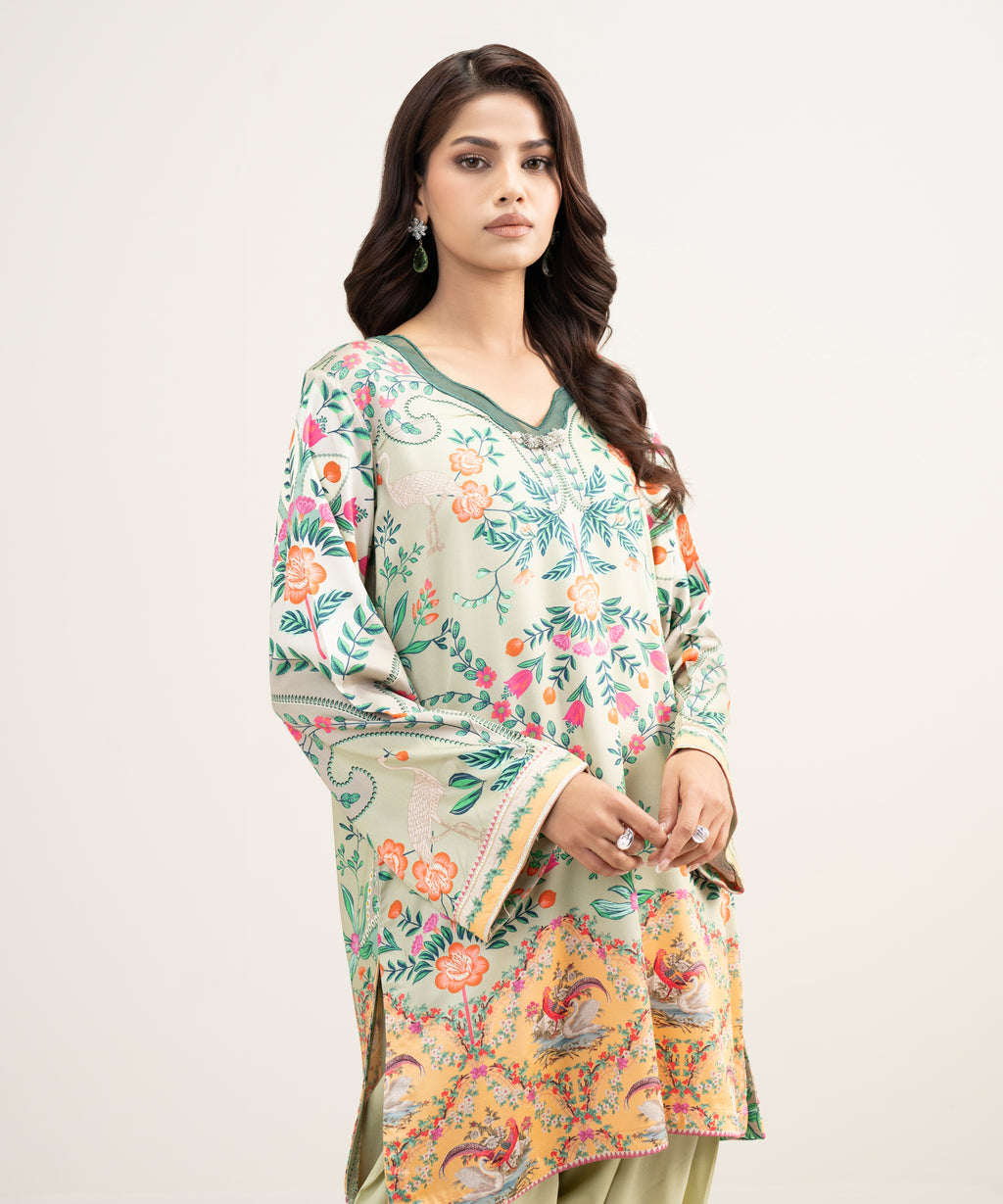 Embroidered Viscose Satin Shirt