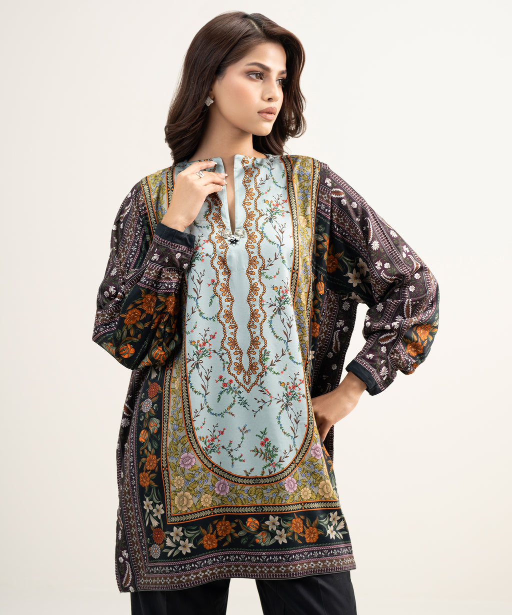 Printed Viscose Satin Shirt