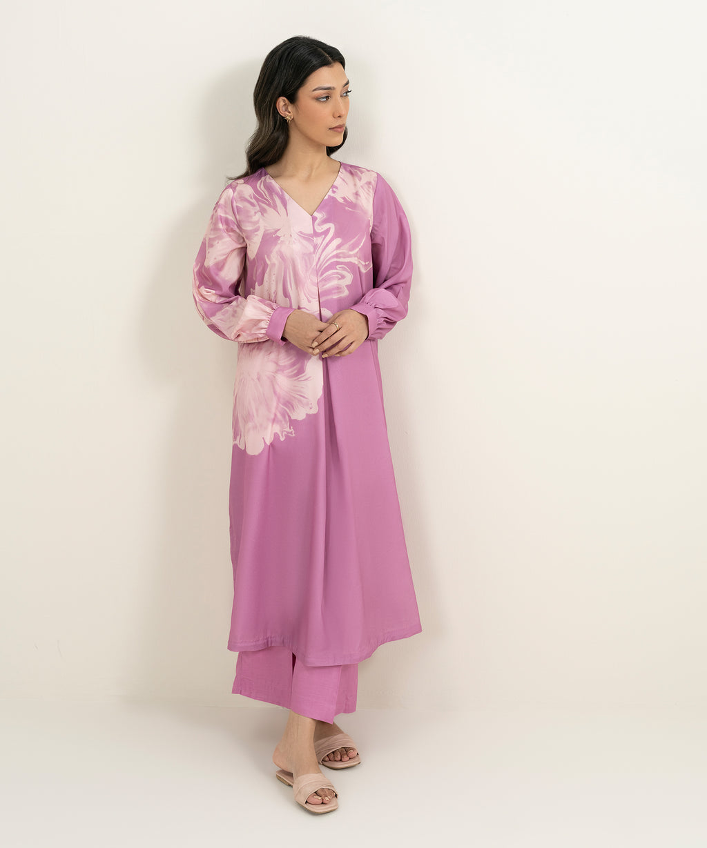 2 Piece - Printed Silk Suit