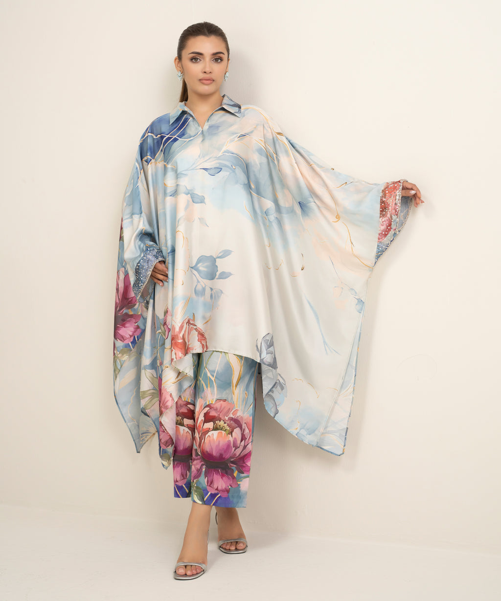 2 Piece - Printed Silk Suit