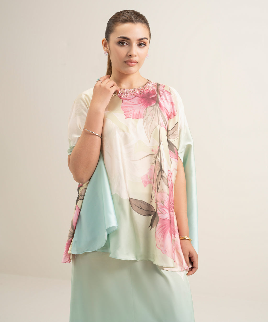 2 Piece - Printed Silk Suit